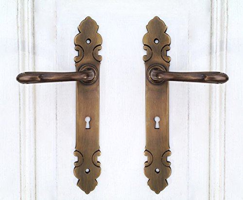 Antikas - Zimmertür Klinken-Garnitur in Messing - tolle Jugendstil Türklinken - wie antik