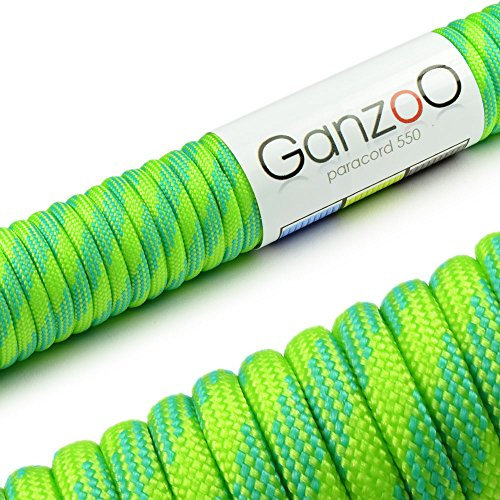 Ganzoo Paracord 550 Seil 4mm Outdoor-Schnur / 15 Meter/Typ 3 / Nylon & Polyester/ 7 Innenstränge/Allzweckseil für Hundehalsband/Hundeleine & Knüpfen/Camping & Survival/Grün Blau
