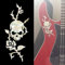 Inlaystickers Sticker für Gitarren & Bass - Rose & Skull - Weiß Perle, B-135RS-WT
