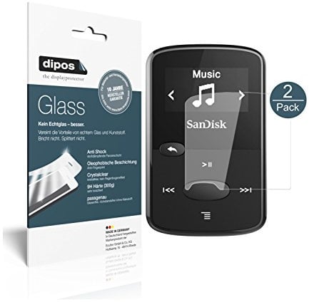 dipos I 2x Screen Protector compatible with SanDisk Clip Jam Flexible Glass 9H Display Protection