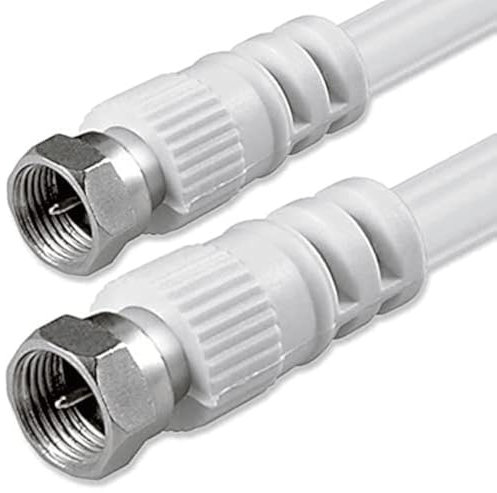 CABLEPELADO Cable Antena satélite |Cable de Antena Sat 75 Ohm | Conector Tipo F Macho a Tipo F Macho | Satélite Sat Freesat Sky Virgin BT TV HDTV DVB DVD Radio | Blanco | 2.50 Metros
