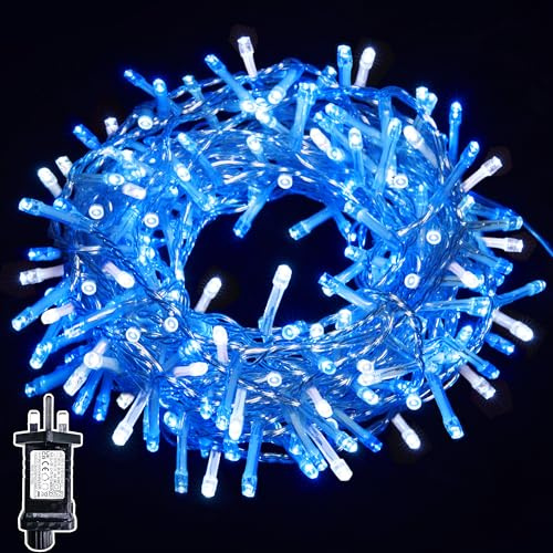 WISD Christmas Lights - 400 LED 23M Dimmable Xmas Tree Lights with 12 Modes, Timer and Memory - Indoor Outdoor Fairy String Lights Mains Powered for Garden Bedroom Party Decoration (Blue + White)