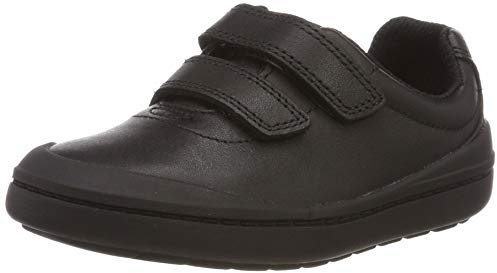 Clarks Boy's Rock Play Low Top Sneakers, Black Black Leather Black Leather, 7 UK Child