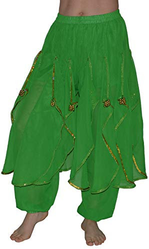 Bauchtanzhose Pumphose Bauchtanz Hose Belly Dance Hose Karneval Oriental (Grün)