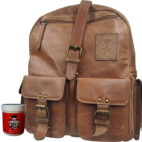 BARON of MALTZAHN Lederrucksack Vasco da GAMA + Lederpflege