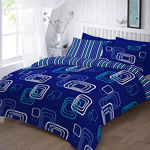 EHD Blake Stripes Design Modern Style Duvet Cover Sets Quilt Cover Sets Reversible Bedding Sets NZ (Blue, King)