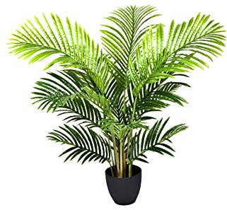 GreenBrokers Artificial Real Touch Phoenix Palm Tree in Black Pot-UV Stable Ideal for Home, Office Indoor & Outdoor Living 3ft/94cm