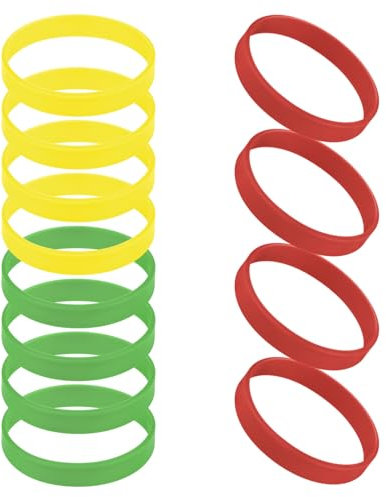 GOGO 12 Pezzi di Braccialetti di Gomma per Bambino, Braccialetti in Silicone, Accessori per Feste, Braccialetto Elastico Multicolore - Rosso Giallo Verde