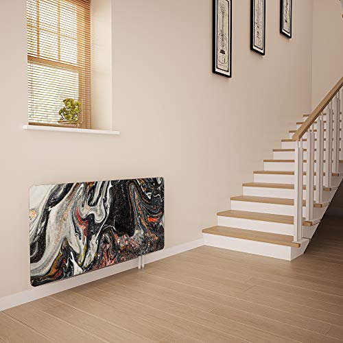 Glass Radiator Cover Printed - Liquid Black - Made by Premier Range in 620mm Wide x 640mm High