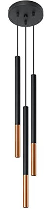 SOLLUX lighting Hängelampe Pendelleuchte Hängeleuchte - Deckenlampe Stahl - 3 Flammig - LED Lampe Glühbirne - Schwarz Kupfer Mozaica
