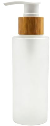 150ml/5oz Nachfüllbares durchscheinendes Milchglas Reiselotion Pumpflasche Lotionspender Toilettenartikel Flasche Kosmetikbehälter Glas Topf Fläschchen mit Holzpumpe
