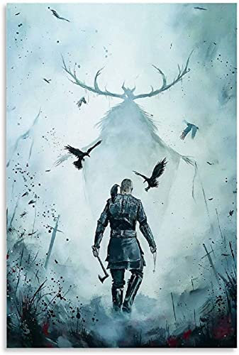 Iooie Leinwand Malerei Bild Ragnar Lothbrok für Porch Decor Poster Wandkunst Bilder Und Drucke 23.6x31.5(60x80cm) Kein Rahmen