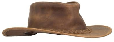 WALKER AND HAWKES - Outdoor-Hut aus Rindsleder - Vintage-Optik - Hellbraun - M (58 cm)