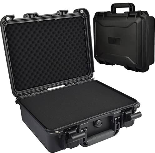 JOYCEMALL 16.5 * 13.6 * 6 inch Large Waterproof Camera Case, Portable Hard Compact Shockproof Camera Protectcion Box with Customizable Inserted Foam for Drones Camera Equipments Pistols Lens Black