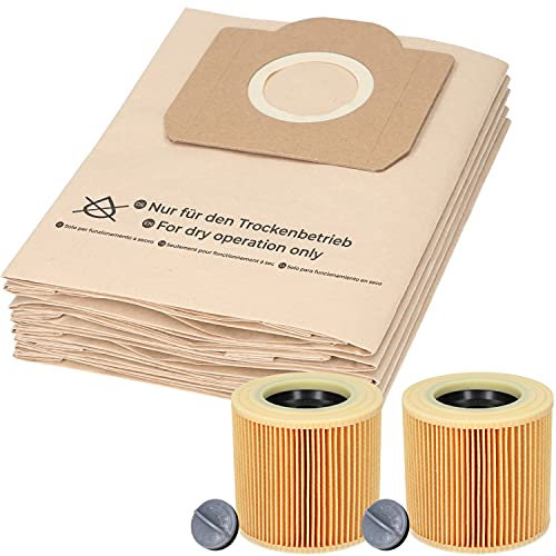 McFilter I Lot de 20 sacs d'aspirateur + 2 filtres pour Karcher A2604, A2204, A2254, A2200, A2201, A2206, A2231, A2236, A2251, A2500, A2504, A2534, A2554, A2654, A2542, A2675