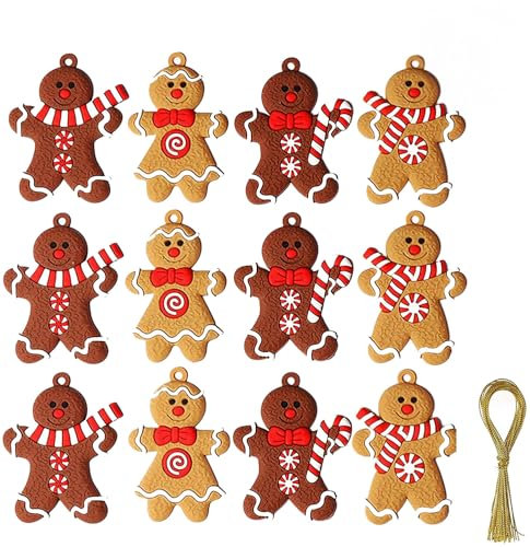 Crazy Bean 12 Piezas Adorno de Navidad de Hombre de Jengibre Adornos para el árbol Artículos Decoración de Navidad Originales