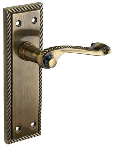 Designer Levers - Georgian Roped Design Lever Door Handles - Antique Brass - 1 Pair - Latch Door Handle - Interior Use - Long Latch