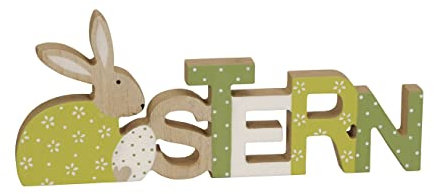 Posiwio dekorativer Schriftzug Ostern mit Hase und Ei in Grüntönen als ausgefallene Osterdeko