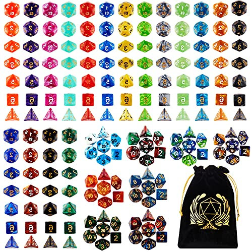 Coyeekn Polyedrische Würfel Set, 25 x 7 (175 Stück) Doppel-Farben Polyeder würfel DND Würfel für Dungeons and Dragons Tischrollenspiele Würfel D4 D8 D10 D12 D20