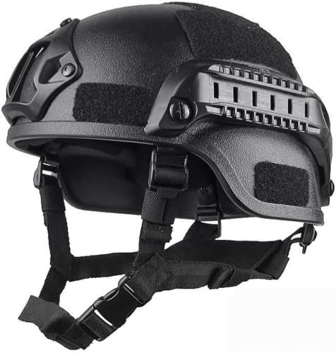 aleawol Tactical Black Airsoft Helmet, Adjustable Lightweight Game Fast Helmet for Outdoor Sport Airsoft Paintball CS Halloween Cosplay Party