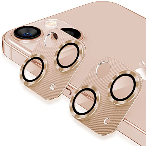 AFARER 2 Stück für iPhone 13/13 mini kameraschutz metall,9H Härte HD Kamera Schutzfolie Linse,Linsenschutz ultradünnes,gehärtet Glas Abdeckung,Panzer Schutz Folie,Starke Haftung kratzfeste,Gold