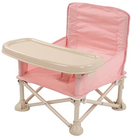XJCX Portable Travel Booster Seat, Compact Folding Feeding High Chair for Baby, Outdoor Lightweight Baby Seat with Safety Belt Tray Cup Holder and Storage Bag for Camping Beach Lawn(#3)