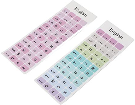 Hoopoocolor 2Pcs Colorful Universal English Keyboard Stickers, Waterproof Coating, PVC Materia, Leave No Adhesive Residue, Laptop Keycaps Stickers for All 10In to 17In Keyboards(A)