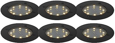 Qazqa - Modern 6er Set Bodenstrahler schwarz inkl. LED IP65 Solar - Terry I Außenbeleuchtung - Aluminium Rund - I LED