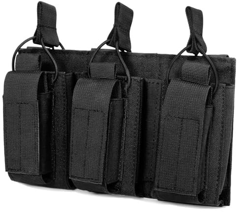 TRIWONDER Borselli Tattici Porta Cartucce Caricatore Bosello a Cintura Tattica per Pistola MOLLE Borsello Tasca Tripla per Caricatore Cartuccia Pistola (#01 Nero)