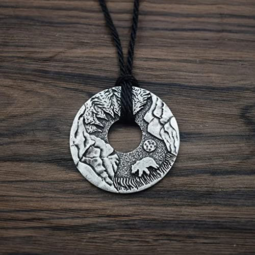 FUWIND Halskette Anhänger Schmuck Wald Bär Kiefer Berg Halskette Outdoor Landschaft Landschaft Camping Schmuck Weihnachten Geburtstag Partei Geschenk