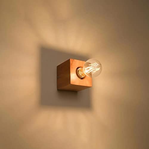 famlights Wandleuchte Innen Wandlampe Wand Lampe Aimo in Natur-hell Skandinavisch ARIZ E27 Holz Wohnzimmer Schlafzimmer | 1-flammig