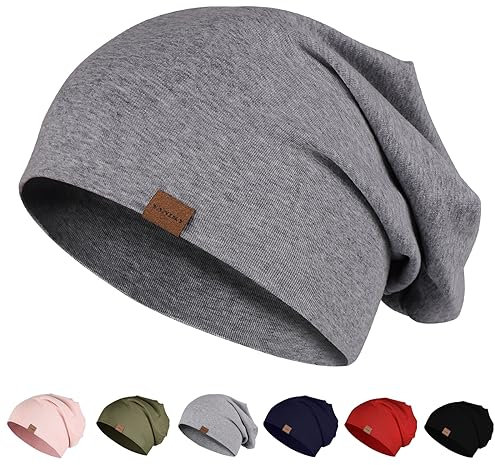 YANIKY Mütze Herren Damen, Slouch Beanie Mütze Baumwolle, Dünne Leichte Mütze, Weich Chemo Mütze, Winddicht Jersey Longbeanie für Alle Jahreszeiten