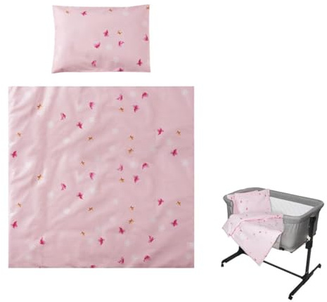 Lorelli Babybettwäsche-Set Eva 5-tlg Decke 75 x 75 cm, Kissen 29 x 42 cm, Bezüge pink
