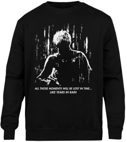 Kwantees Blade Runner - Like Tears In Rain Schwarzes Unisex-Sweatshirt, Umweltfreundlich, Mit Rundhalsausschnitt