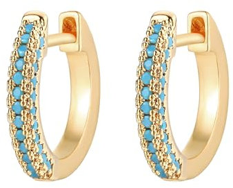 Jenosy Ohrringe Damen Gold Mit Grün Zirkonia - Zarte Creolen, Modische Leichte Knorpel Huggie, Hypoallergene 18K Vergoldete Modeschmuck für Frauen Und Mädchen