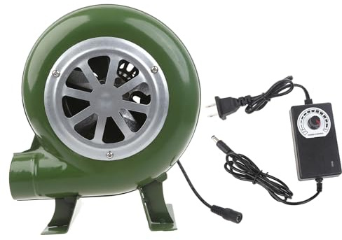 QUETHEDS Ventilador eléctrico para barbacoa, 100 V, 220 V, apto para barbacoa, mini herrero, forjas, soplador con adaptador de velocidad, CA 100-240 V, soplador de barbacoa de 200 W, mini soplador de