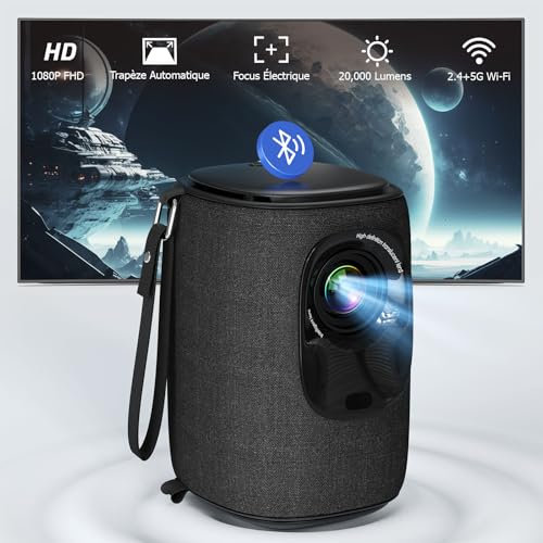 Videoprojecteur, Lisowod Projecteur FHD 1080P avec 20000L, 50 °Auto Keystone,WiFi,Bluetooth Bidirectionnel Retroprojecteur Portable pour PS5/Home Cinéma/Phone/Fire Stick/HDMI/USB