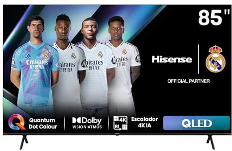 Hisense 85E7NQ - QLED Smart TV, 85 Pulgadas Televisor, Quantum Dot Colour, Dolby Vision, Dolby Atmos, Modo Juego Plus, 60Hz VRR 120 fps, Bluetooth&HDMI,Control por Voz televisor, VIDAA (Nuevo 2024)