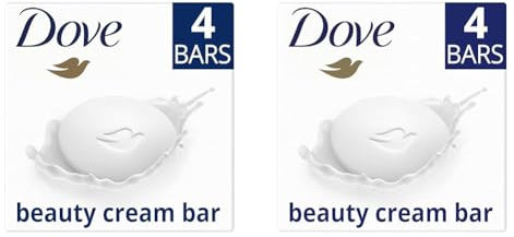 Dove Original Beauty Bar with ¼ moisturising cream soap for softer, smoother, healthier-looking skin 4x 90 g (Pack of 2)