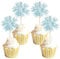 Gyufise 20Pcs Foil Firework Cupcake Toppers Sparkle Tinsel Cake Toppers Tinsel Drink Cake Decoration Cocktail Picks for Birthday Wedding Graduation Party Supplies Laser Blue