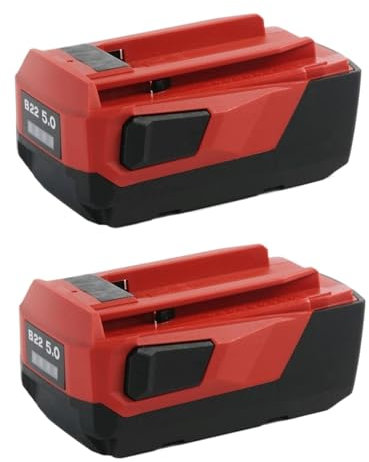 Lot de 2 Batteries Lithium-ION B22 22 V 5,0 Ah, Batterie d'alimentation, Compatible avec l'outil électrique sans Fil Hilti 18 V 21,6 V 22 V, Compatible avec la Batterie Hilti 22 V
