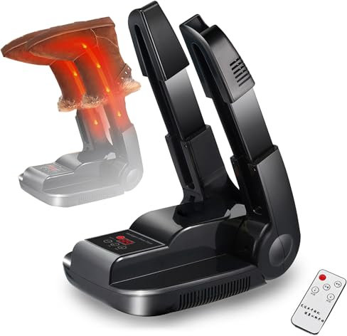 LNNLOO Sèche-Chaussures Portable, Sèche-Chaussures Intelligent, Conception Pliable/télescopique, avec Télécommande, Fuselage À Plusieurs Trous De Refroidissement, Réglage À 3 Niveaux,Black