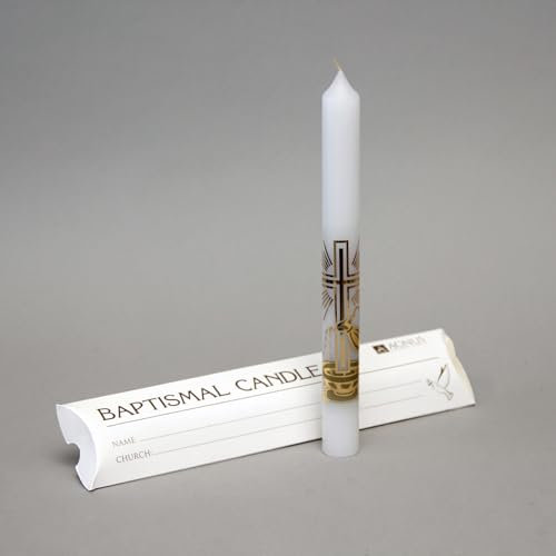 Velas bautismales de color blanco puro en caja de presentación para escribir