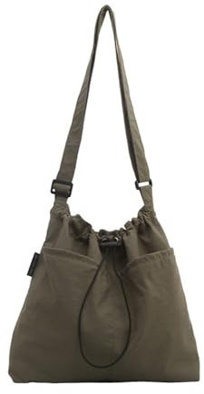 LUCKGONI Borsa a tracolla da donna in nylon medievale, grande capacità, versatile, borsa messaggero, borsa studentesca, borsa per shopping e viaggio, tinta unita verde, taglia unica