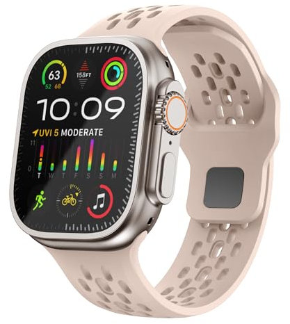 Sport Straps for Apple Watch Ultra 2 Strap 49mm 46mm 45mm 44mm 40mm 41mm 38mm 42mm for Men Women,Silicone Breathable Replacement Band for Apple Watch Ultra/iWatch SE Series 10 9 8 7 6 5 4 3 2 1 SE