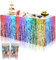 2 Pack gewellte Lamettafolien Fransen Tischröcke Regenbogen Partydekorationen Fiesta-Party-Dekorationen Regenbogen Tischdecke Regenbogen-Dekorationen Regenbogen-Metallfolie, Lametta-Tischröcke