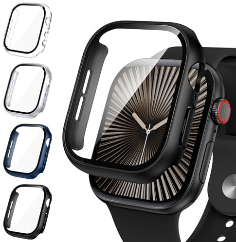 Neitra 4 Piezas Funda para Apple Watch Series 11/10 46mm con Templado Protector de Pantalla, HD Anti-Choque Cobertura Completa Carcasa, Funda Protectora para Apple Watch Series 11/10 46mm 2025