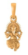 INDIA MADE 22 Karat vergoldetes Silber (92,5 % Reinheit), Gott, Ganesha-Anhänger (große Größe) für Damen und Herren – pb7234_gold, Sterlingsilber, ohne Edelstein, Sterling-Silber, Kein Edelstein