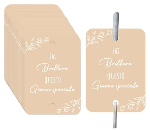 MEISO 150 Pezzi Etichette Scintille Luminose Matrimonio, Biglietti Stelline Scintillanti in Cartoncino, Stelle Filanti Scintille per Nozze Sposi Taglio Torta Anniversario Compleano Decorazioni