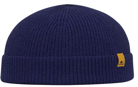 Sterkowski Duke Strickmütze | Merinowolle und Recyceltem Kaschmir Beanie für Herren und Frauen | Rippenrand Stil Wintermütze Herren Beanie Mütze Herren Fisherman Beanie 54-62 cm Marineblau